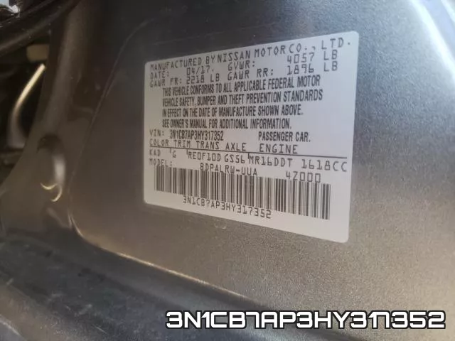 3N1CB7AP3HY317352 фото 2