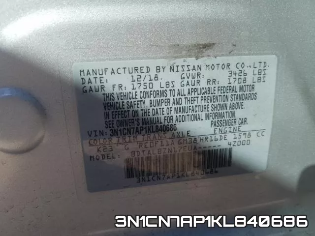 3N1CN7AP1KL840686 фото 2