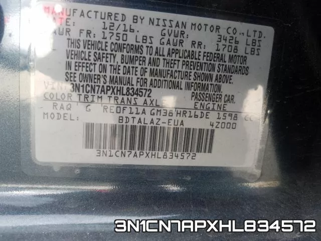 3N1CN7APXHL834572 фото 2