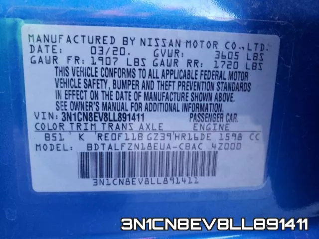 3N1CN8EV8LL891411 фото 2