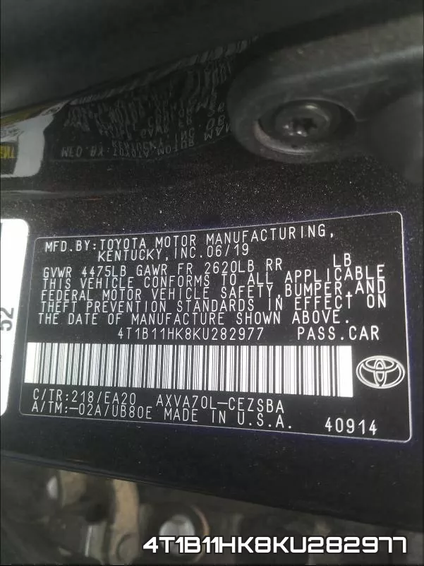 4T1B11HK8KU282977 фото 2