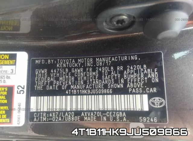 4T1B11HK9JU509866 фото 10