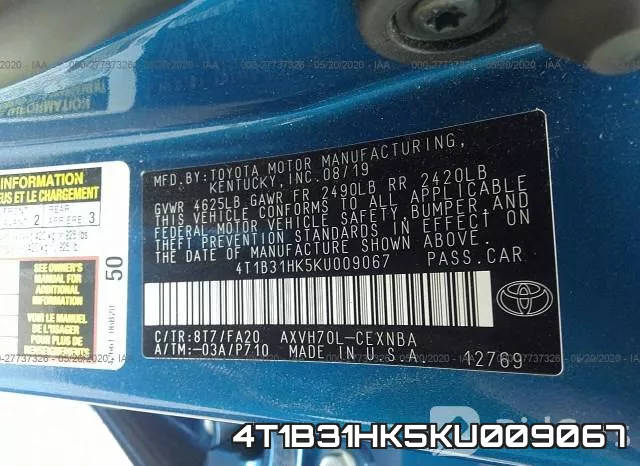 4T1B31HK5KU009067 фото 9