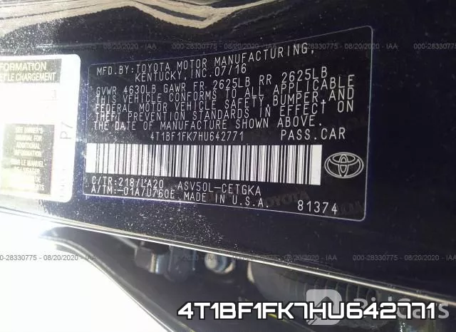 4T1BF1FK7HU642771 фото 10