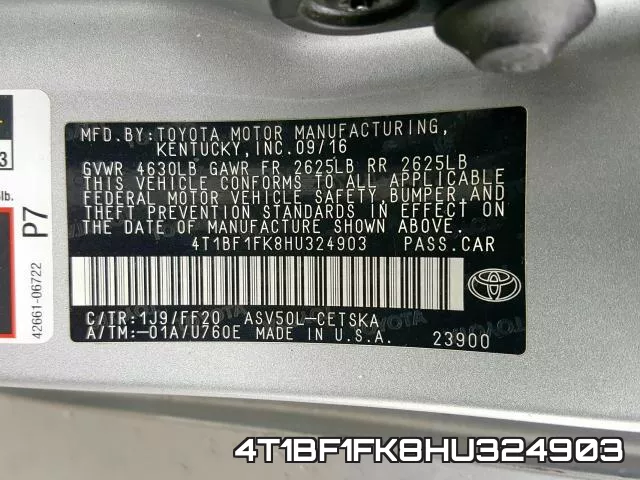 4T1BF1FK8HU324903 фото 2