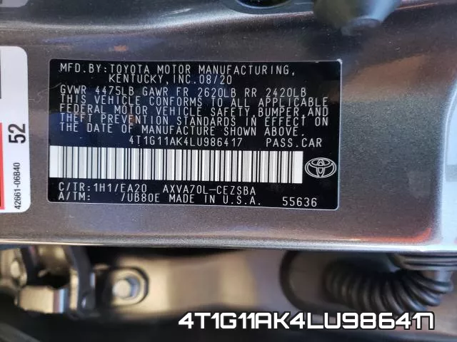 4T1G11AK4LU986417 фото 2