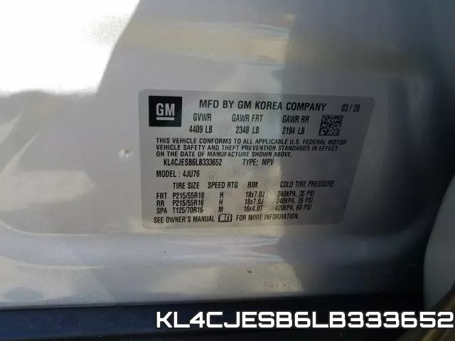 KL4CJESB6LB333652 фото 2