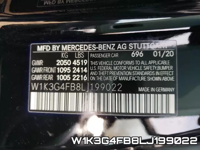 W1K3G4FB8LJ199022 фото 2