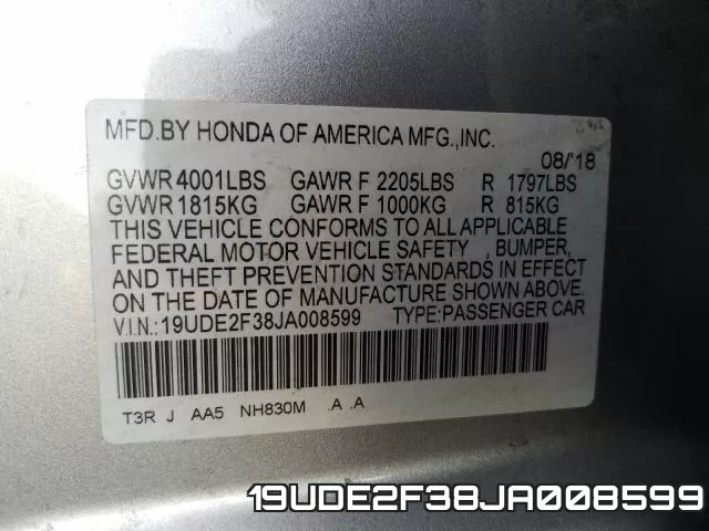 19UDE2F38JA008599 фото 2