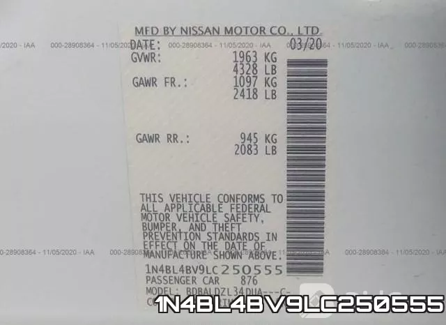 1N4BL4BV9LC250555 фото 8