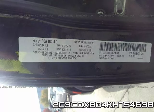 2C3CDXBG4KH754638 фото 8