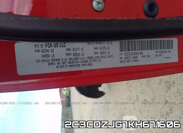 2C3CDZJG7KH671606 фото 9