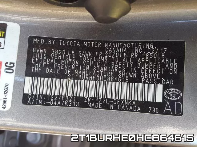 2T1BURHE0HC864615 фото 2