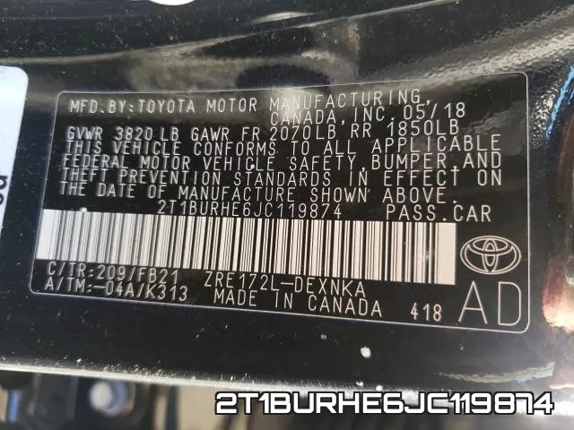 2T1BURHE6JC119874 фото 2