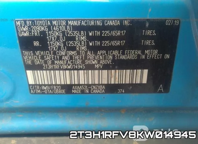 2T3H1RFV8KW014945 фото 8