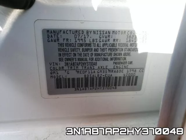 3N1AB7AP2HY370048 фото 2