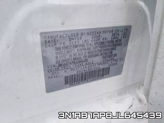 3N1AB7AP8JL645439 фото 2