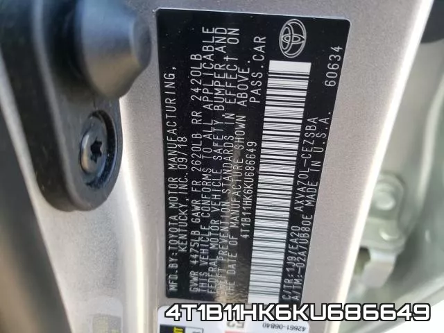4T1B11HK6KU686649 фото 2
