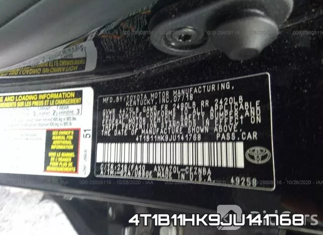4T1B11HK9JU141768 фото 10