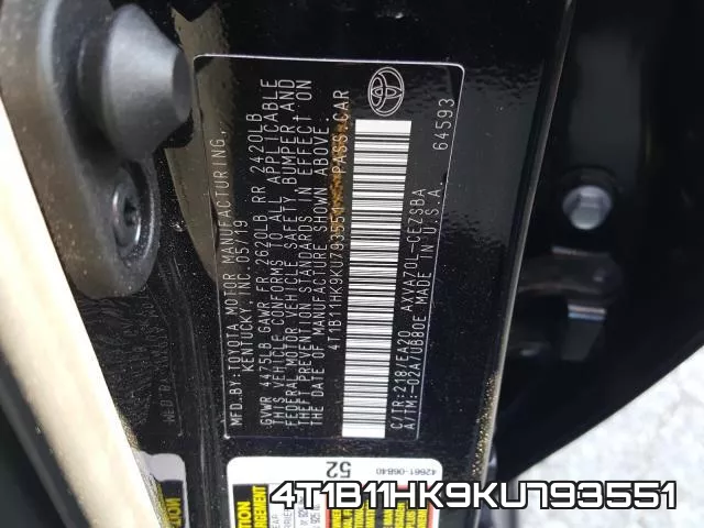 4T1B11HK9KU793551 фото 2
