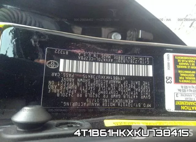 4T1B61HKXKU738415 фото 9