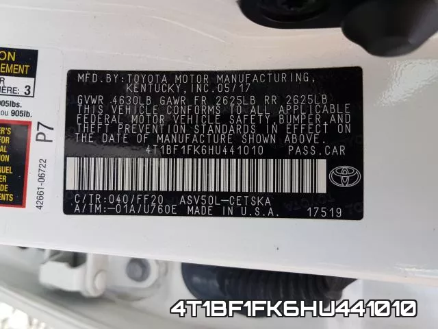 4T1BF1FK6HU441010 фото 2