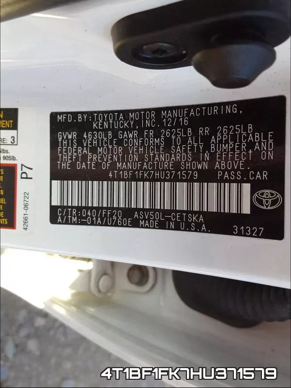 4T1BF1FK7HU371579 фото 2