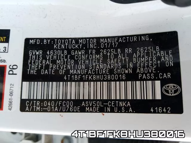 4T1BF1FK8HU380016 фото 2