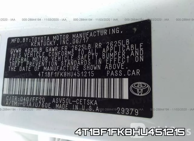 4T1BF1FK8HU451215 фото 9