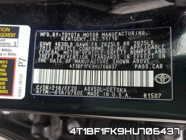 4T1BF1FK9HU706437 фото 2