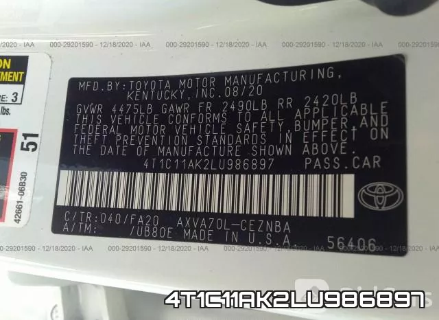 4T1C11AK2LU986897 фото 10
