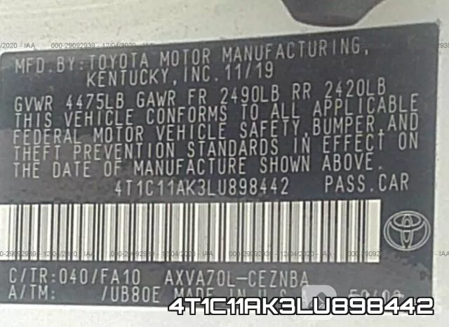 4T1C11AK3LU898442 фото 9