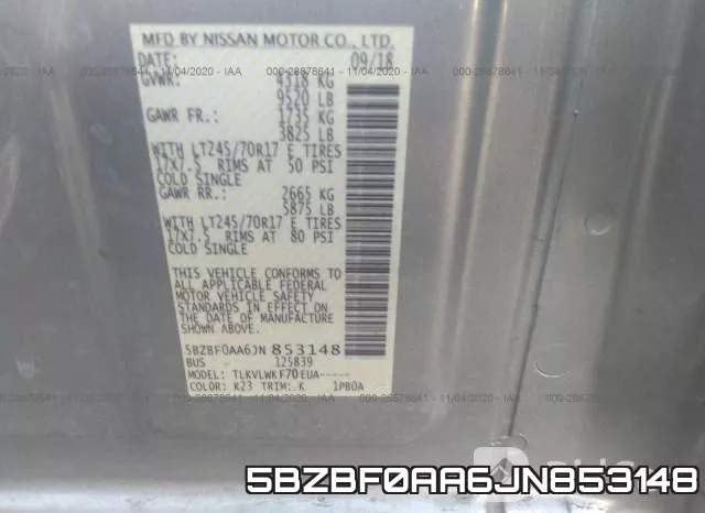 5BZBF0AA6JN853148 фото 9