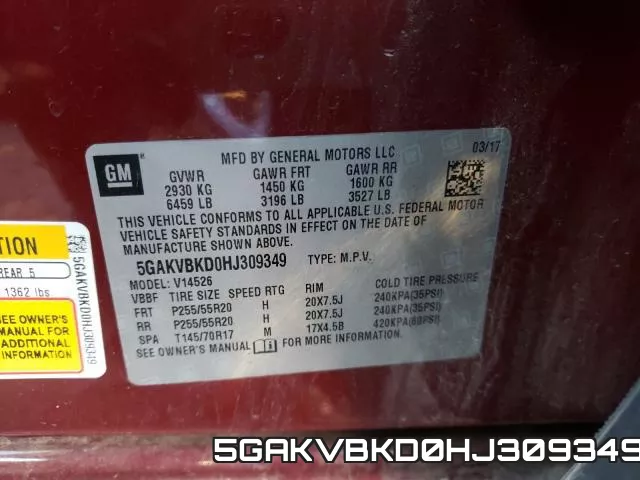 5GAKVBKD0HJ309349 фото 2