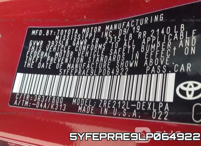 5YFEPRAE9LP064922 фото 10