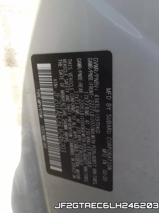 JF2GTAEC6LH246203 фото 2