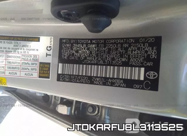 JTDKARFU8L3113525 фото 9