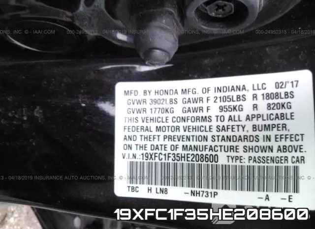 19XFC1F35HE208600 фото 10