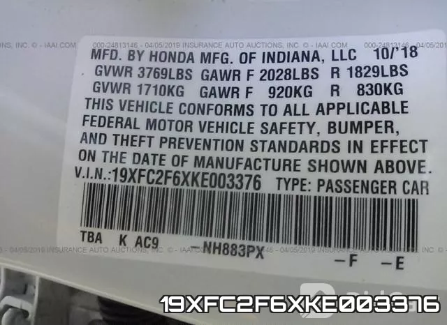 19XFC2F6XKE003376 фото 10