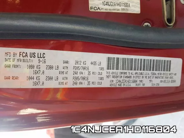 1C4NJCEA1HD116804 фото 2
