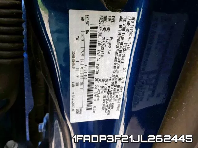 1FADP3F21JL262445 фото 2