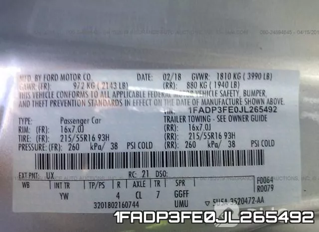 1FADP3FE0JL265492 фото 10