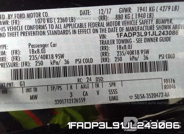 1FADP3L91JL243086 фото 10