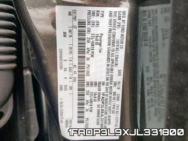 1FADP3L9XJL331800 фото 2