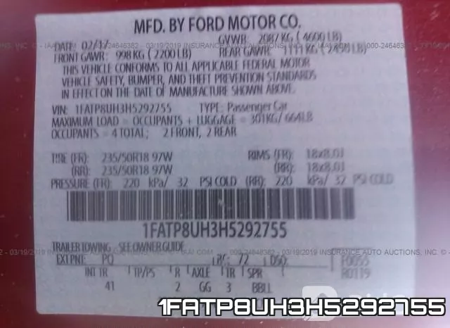 1FATP8UH3H5292755 фото 10