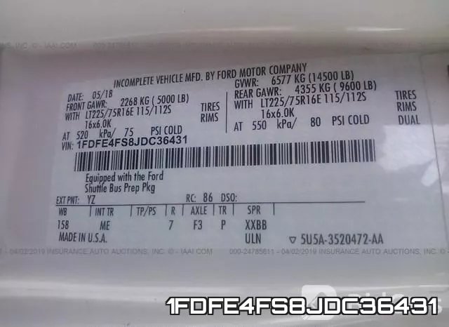 1FDFE4FS8JDC36431 фото 10