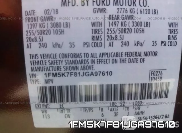1FM5K7F81JGA97610 фото 10