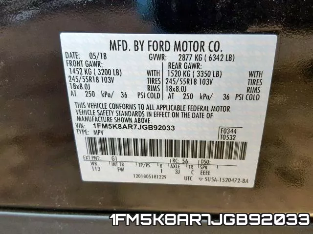 1FM5K8AR7JGB92033 фото 2