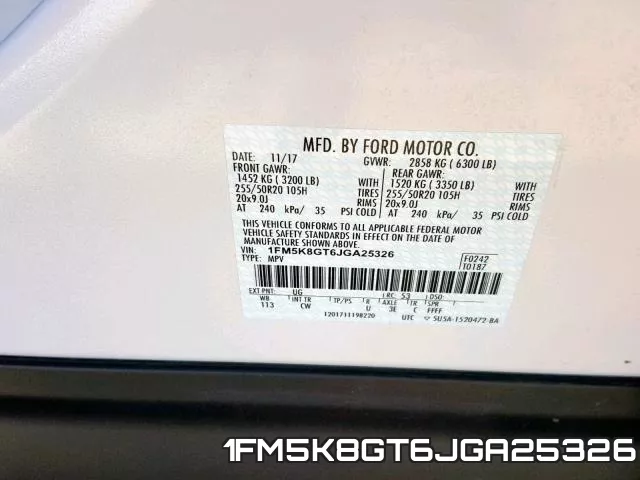 1FM5K8GT6JGA25326 фото 2