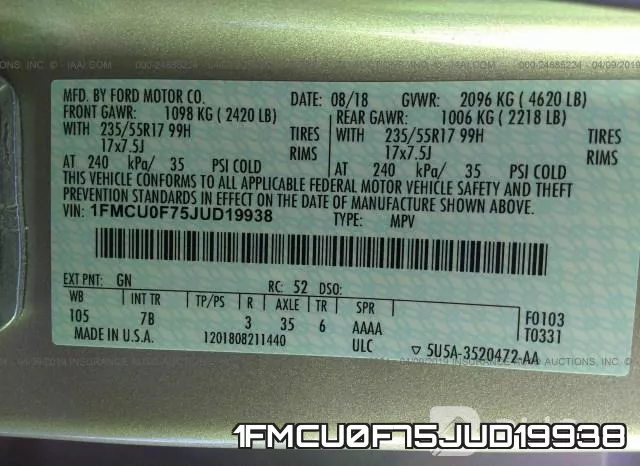 1FMCU0F75JUD19938 фото 10